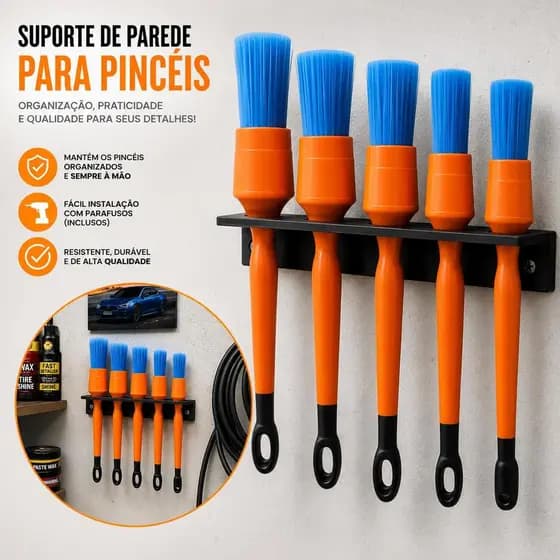 Suporte de Parede para Pincéis de Detalhamento Automotivo Organizador Profissional