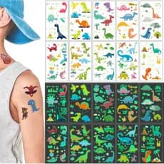 Tatuagem Temporária | Kit Festa | Dinossauros | Brilha No Escuro | Neon | Brilhantes | Luminosos | Luminosas | Realismo