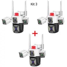 Kit Câmera de Segurança Externa 3 Lentes a Prova Agua Camera IP wifi 360 Full HD Estilo Yoosee 2 Ant