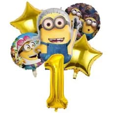 Kit Decoração Festas Só Um Bolinho Minions 6pçs Balões Bexigas Balão Infantil Aniversário