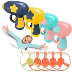 Arminha Brinquedo Arma de Helice Infantil Lançador Revólver Girocoptero Crianças Treinamento