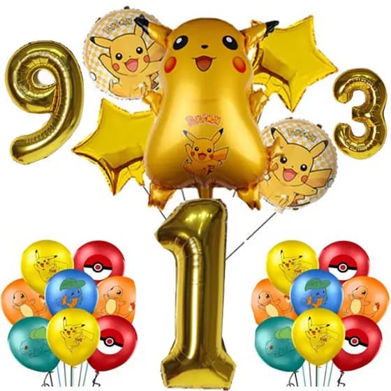 Kit Aniversário Tematico Pikachu Pokémon 26pçs Balões Bexigas Infantil Decoração Festas Crianças
