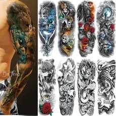 Tatuagem Temporária Tattoo Fake a Prova D'água Unisex 3D Festa Verão Praia Masculino Feminina Falsa Antebraço Braço
