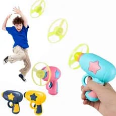 Brinquedo Interativo Crianças Arminha Lançador Revólver Arma de Girocoptero Helice Treinamento