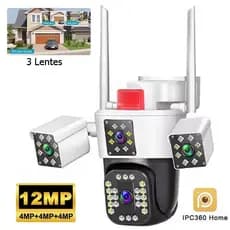 Câmera de Segurança Externa 3 Lentes a Prova Agua Camera IP wifi 360 Full HD 2 Antenas Estilo Yoosee