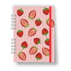 Caderno Sketchbook - Caderno Personalizado com nome - Bullet Journal - Morangos  A5