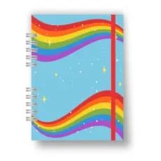 Caderno Sketchbook - Caderno Personalizado com nome - Bullet Journal - Arco Iris Azul A5