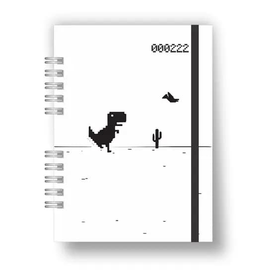 Caderno Sketchbook - Caderno Personalizado com nome - Bullet Journal - Dinossauro Pixel Game A5