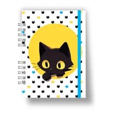 Caderno Sketchbook - Bullet Journal - Gatinhos amarelo e azul A5
