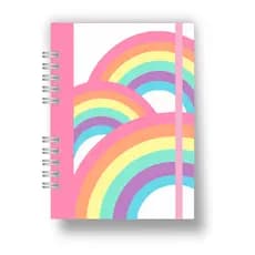 Caderno Sketchbook - Caderno Personalizado - Arco Iris Rosa, A5