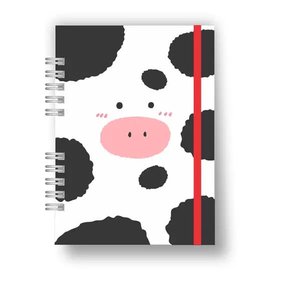 Caderno Sketchbook - Caderno Artesanal - Bullet Journal - Vaquinha Branca e Preta A5