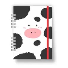 Caderno Sketchbook - Caderno Artesanal - Bullet Journal - Vaquinha Branca e Preta A5
