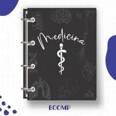Fichario Medicina Personalizado com Capa Brilhante Argolado Inteligente A5 120 Folhas Caderno Profissões