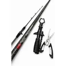 Kit Vara Carretilha Carbono 1,80m 15-35lbs 18kg 2 + Alicates