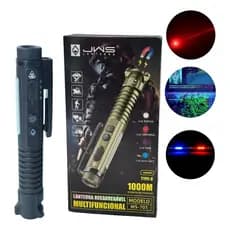 Lanterna Caneta Jws Com Laser + Neon Uv Strobo Policial Branco Preto