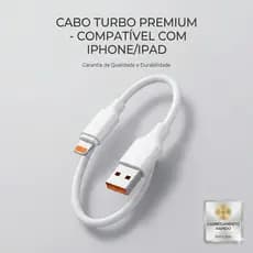Cabo Turbo Premium Para Iphone Ipad Cabo Carregador Reforçado Carga Rápida Ponta Laranja Alta Durabilidade