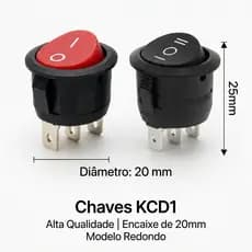 CHAVE GANGORRA LIGA/DESLIGA – 127 10A/250V 6A – Automotiva, Náutica, Industrial, TIC TAC, Botão