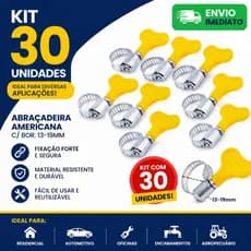 KIT 30 Abraçadeira De Mangueira Borboleta Chave 13-19mm (3/4) Aço Inox Sem Ferramenta – WM Eletro