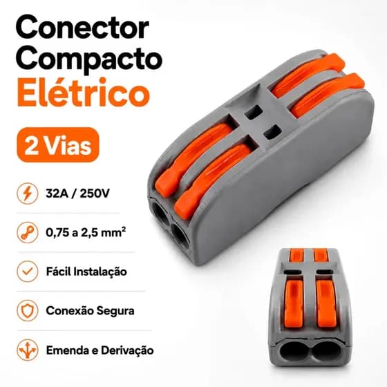 Kit 10 / 20 Conector 2 Vias 32a / 250v Compacto Elétrico Emenda