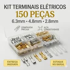 Kit 150 Peças Terminais Elétricos de Crimpagem 6.3mm 4.8mm 2.8mm com Estojo Organizador Automotivo
