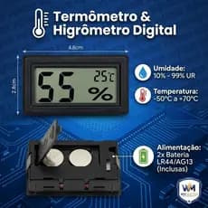 KIT 2 Mini Termômetro Higrômetro Digital Medidor Umidade E Temperatura Com Bateria – WM Eletro