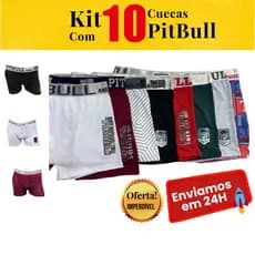 Kit com 10 Cuecas Boxer PitBull Masculino Cueca  Box Masculina