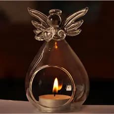 Anjo Anjinho Natal Vidro Colocar Vela Luz Flor Flores