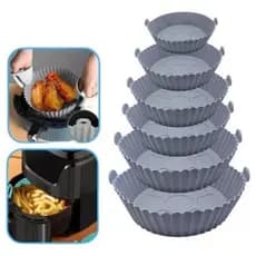 Kit 6 Formas Cesto Antiaderente Air Fryer Em Silicone Reutilizável Protetor Microondas Panela Forno