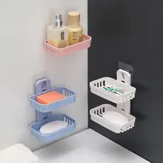 Saboneteira Porta Sabonete Dupla Com Adesivo Porta Sabão Shampoo Suporte Multiuso Esponja Organizador Do Banheiro