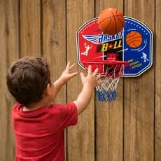 Kit Bola de Basquete com Cesta Rede Pino de Ar Tabela Basqueteira Aro Brinquedo e Jogo Infantil