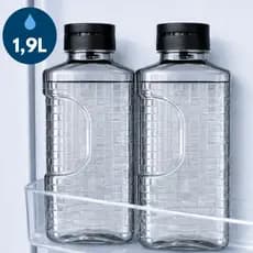 Kit Garrafa de Água e Suco para Geladeira 1,9L Automática Efeito Cascata Transparente Preta Plástico