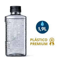 Garrafa de Água e Suco para Geladeira 1,9L Automática Efeito Cascata Transparente Preta Plástico