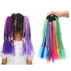 1 PCS Novas Meninas Tranças Sujas Coloridas Perucas De Gravata Com Rabo De Pônei Bandas De Borracha Princesa Headwear Kids Hair Accessories
