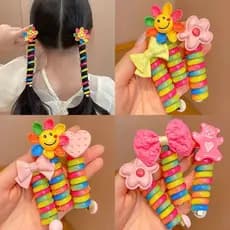1 Peça Nova Cor Do Arco-Íris Bonito Alta Elástica Espiral Corda De Cabelo Cabeça Rabo De Cavalo Anel Faixa De Borracha C