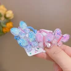2PCS Lovely Cartoon Gradient Butterfly Girls Bandas De Cabelo Elásticas Para Crianças Acessórios