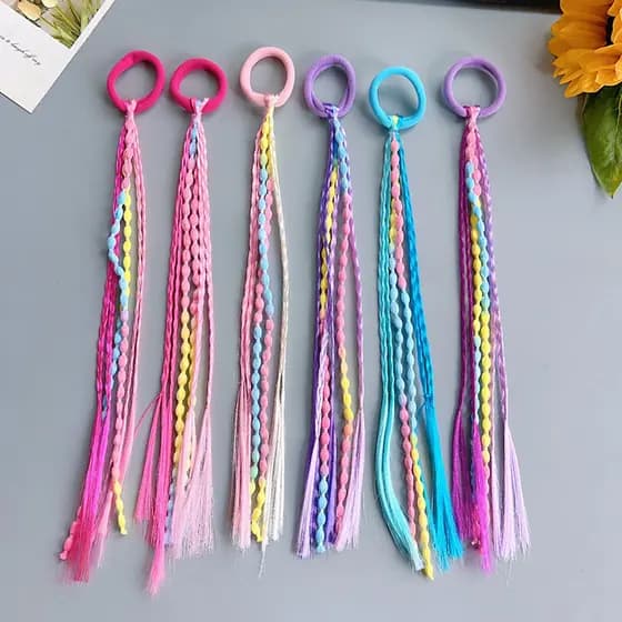 1 Pçs Novas Lindas Meninas Trançadas Perucas Rabo De Cavalo Headbands Faixas De Borracha Cabelo Headwear Crianças Acessó