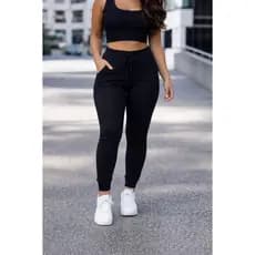 Calça Feminina Cintura Alta Jogger Acinturada Tipo Moletom
