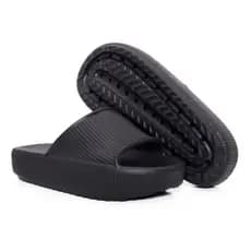 Chinelo Slide Masculino e Feminino Unissex Preto Liso Confortável