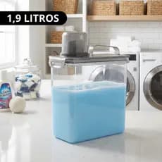 Dispenser Hermético Lavanderia Armário 1,9 Litros Com Tampa e Trava Plasutil