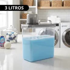 Dispenser Hermético Lavanderia Armário 3 Litros Com Tampa e Trava Plasutil