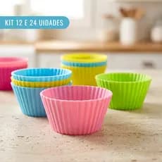 KIT 12/24 Mini Forminha De Silicone Para Bolo Forma De Cupcakes Ùtil Colorido
