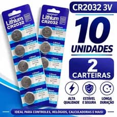 Pilha Botão CR2032 CR2016 CR2025 Kit 10 Unidades 2 Cartelas Bateria Lithium Relógio Controle Calculadora