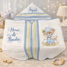 Toalha de Banho Infantil Personalizada | Toalha Ursinho Bebê para Praia e Piscina