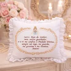 Almofada Santo Anjo e Nossa Senhora para Quarto de Bebê  | Anjo da Guarda Decorativo Infantil
