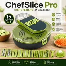 ChefSlice Pro Ralador e Fatiador de Legumes 15 em 1 Cortador Multifuncional Manual Cozinha