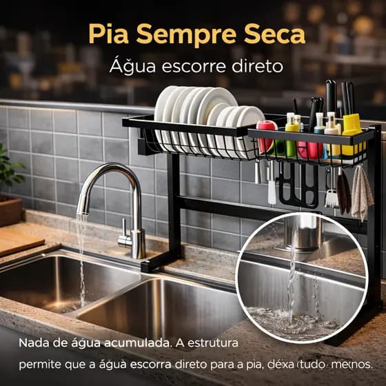 Escorredor Loucas Suspenso Pia Organizador Champanhe Moderno Pratico