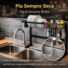 Escorredor Loucas Suspenso Pia Organizador Champanhe Moderno Pratico