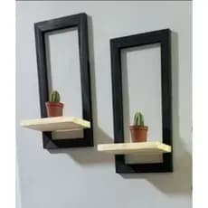 Kit com 02 Molduras com prateleira decorativo em madeira maciça