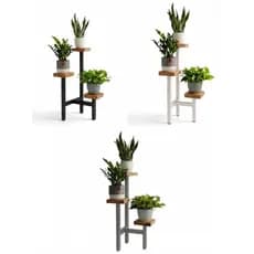Suporte em madeira maciça pinus para 03 vasos de plantas decorativo elegante