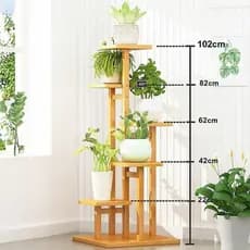 Suporte para 5 vasos de plantas em madeira maciça pinus